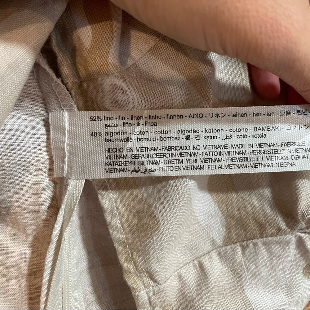 Zara Linen Blend Crop Top XS Camo - Picture 7 of 9